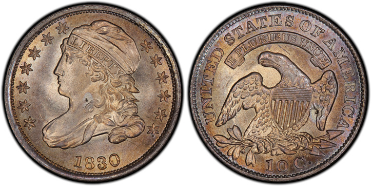 1830 Capped Bust Dime. JR-2. Small 10C. MS-67 (PCGS).